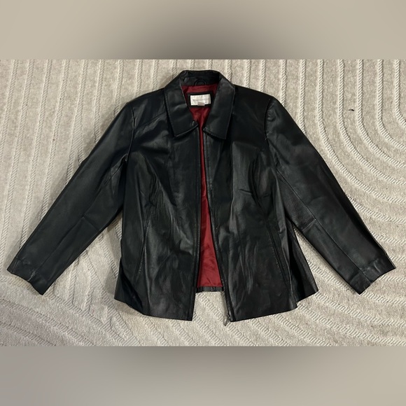 Vintage Worthington Black Leather Collared Zip Jacket - XL - Picture 2 of 11